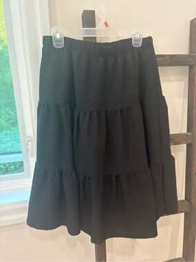 YaYa Aflalo Black Tiered A-Line Skirt